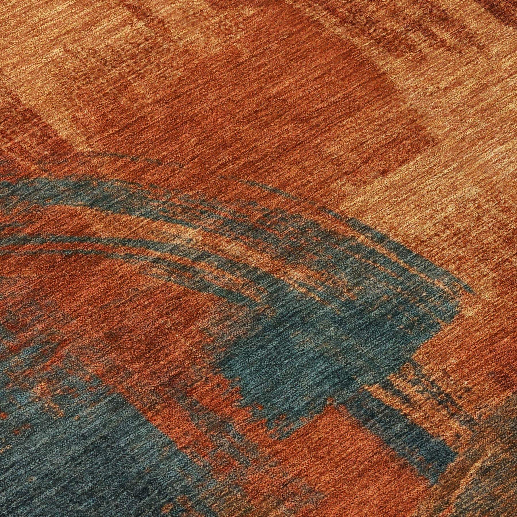 10' X 14' Rust And Orange Abstract Washable Indoor Outdoor Area Rug - Sports & Outdoor