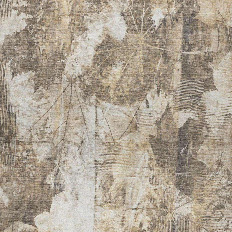 5' X 8' Beige And Ivory Floral Shag Washable Area Rug With UV Protection - Home & Garden