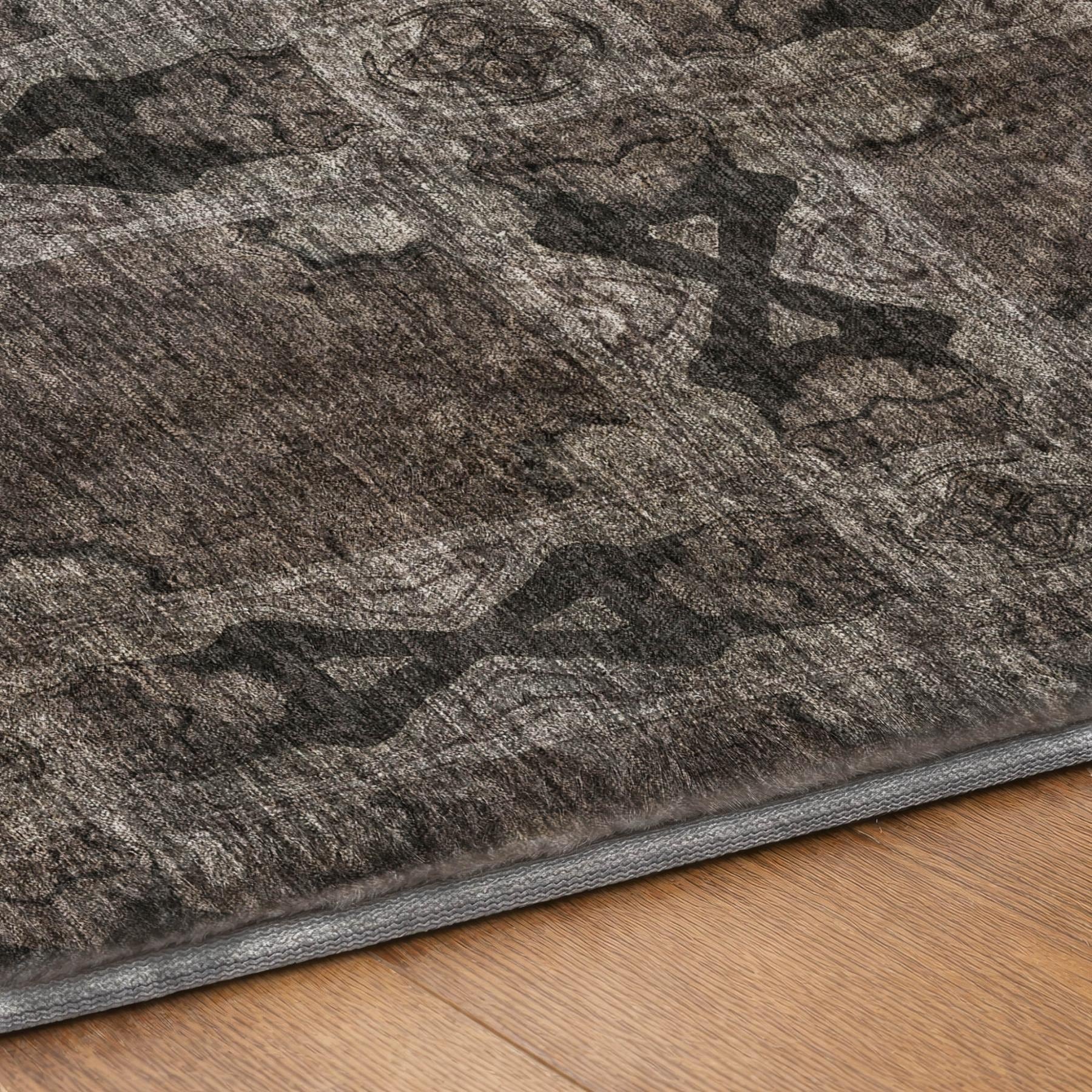 10' X 14' Gray And Charcoal Geometric Shag Washable Area Rug With UV Protection - Home & Garden
