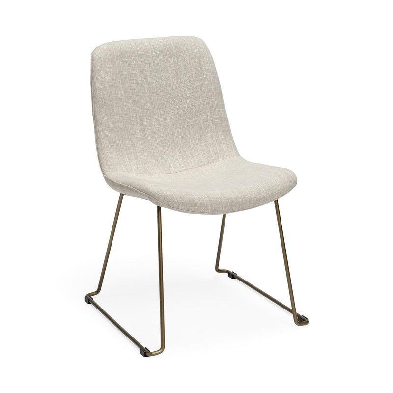 Set Of Two Cream And Gold Upholstered Fabric Side Chairs - Kitchen & Dining
