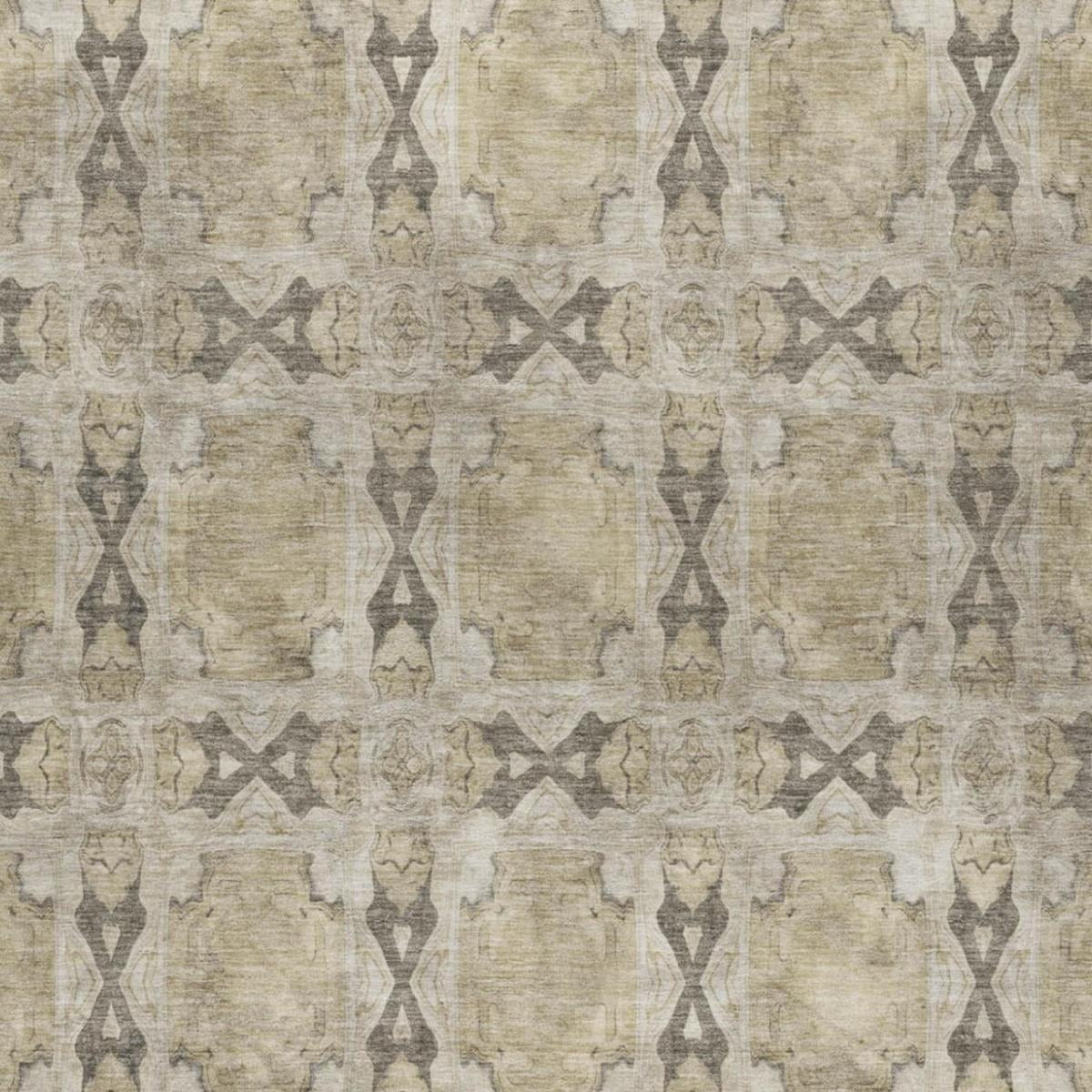 3' X 5' Beige And Gray Geometric Shag Washable Area Rug With UV Protection - Home & Garden