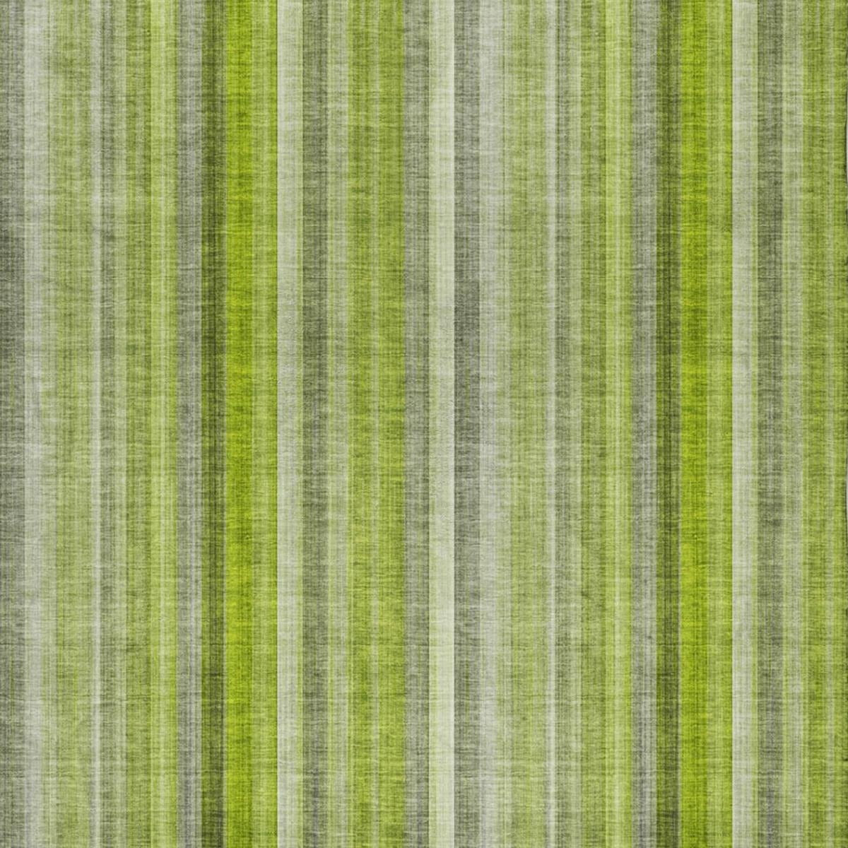 3' X 5' Green And Gray Striped Shag Washable Area Rug With UV Protection - Home & Garden