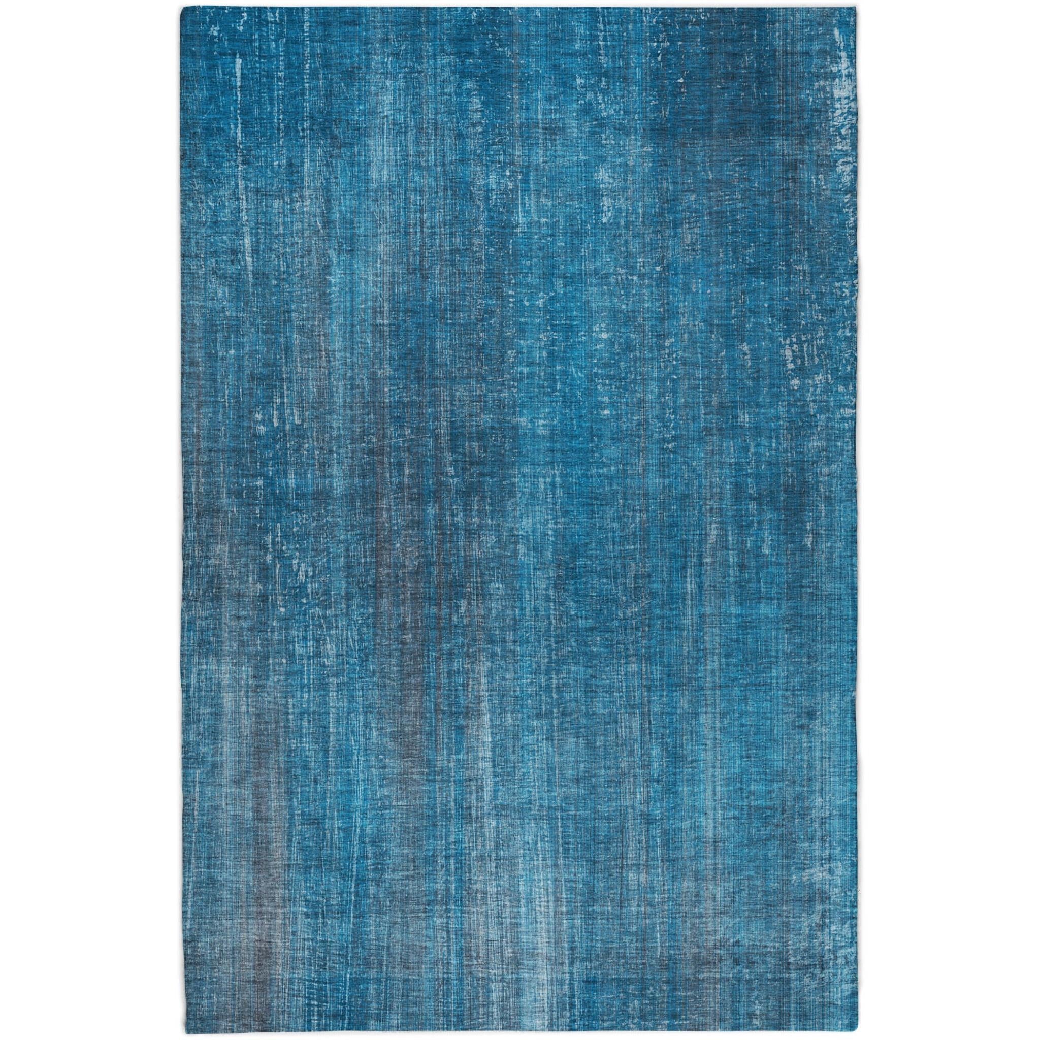 5' X 8' Blue And Gray Striped Shag Washable Area Rug With UV Protection - Home & Garden