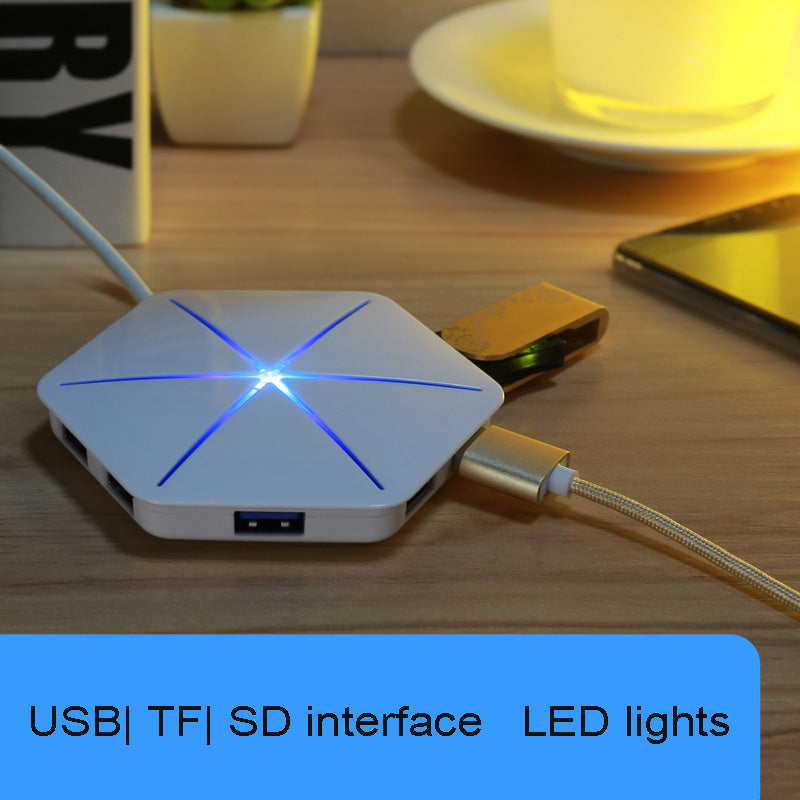 High Speed USB 3.0 2.0 HUB External 6 Port Usb Splitter with Micro Usb Interface SD TF Card Reader for Laptop PC