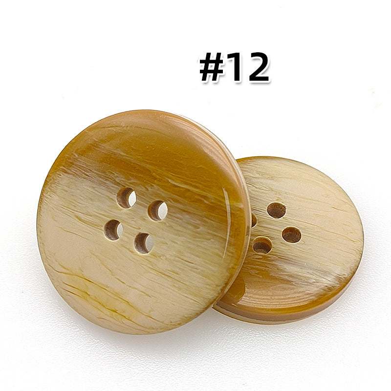 Four-Hole Mixed Flower Resin Button Wild Round Coat Button Suit Suit Wind Clothes Clothing Accessories Button 15mm #12