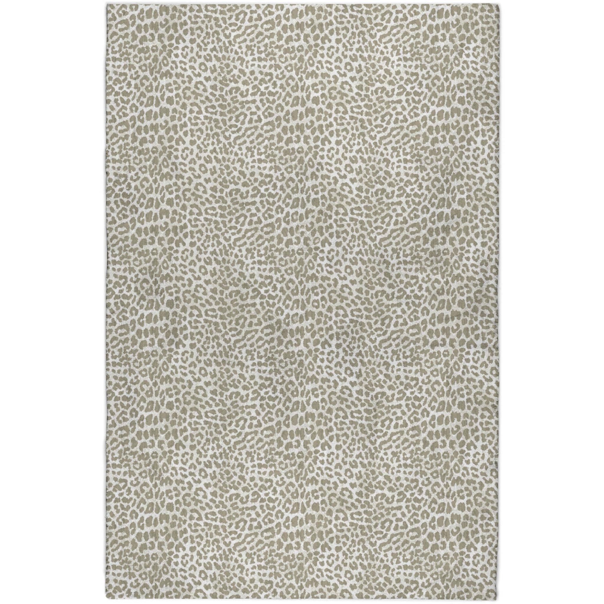 10' X 14' Taupe And Gray Animal Print Shag Washable Area Rug With UV Protection - Home & Garden