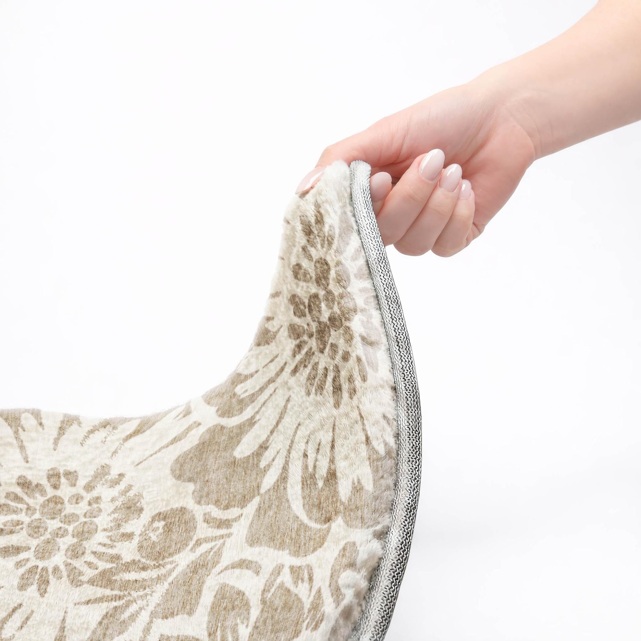 10' X 14' Taupe And Ivory Floral Shag Washable Area Rug With UV Protection - Home & Garden