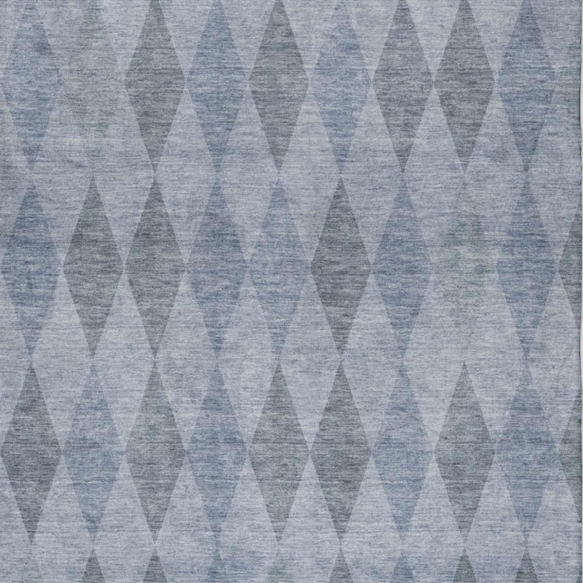 10' X 14' Denim Blue And Gray Geometric Shag Washable Area Rug With UV Protection - Home & Garden