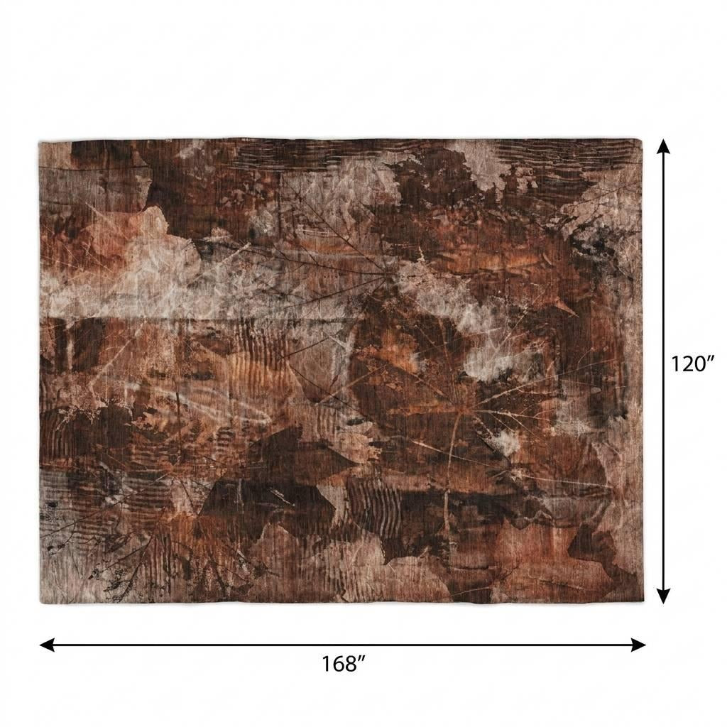 10' X 14' Orange And Charcoal Floral Shag Washable Area Rug With UV Protection - Home & Garden