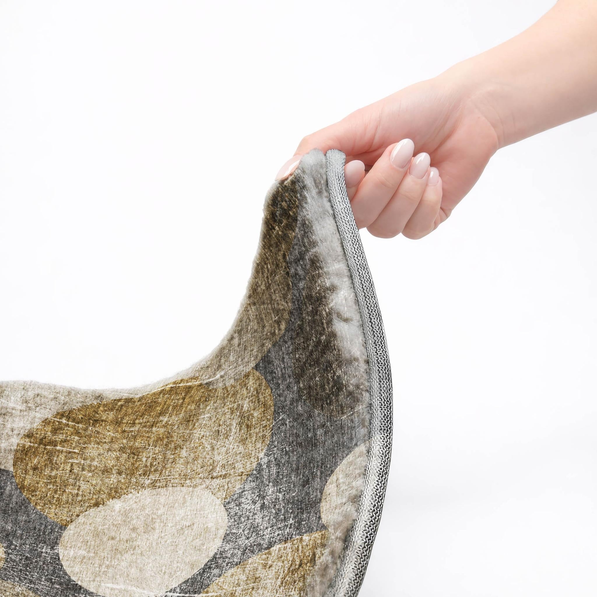 10' X 14' Brown And Taupe Geometric Shag Washable Area Rug With UV Protection - Home & Garden
