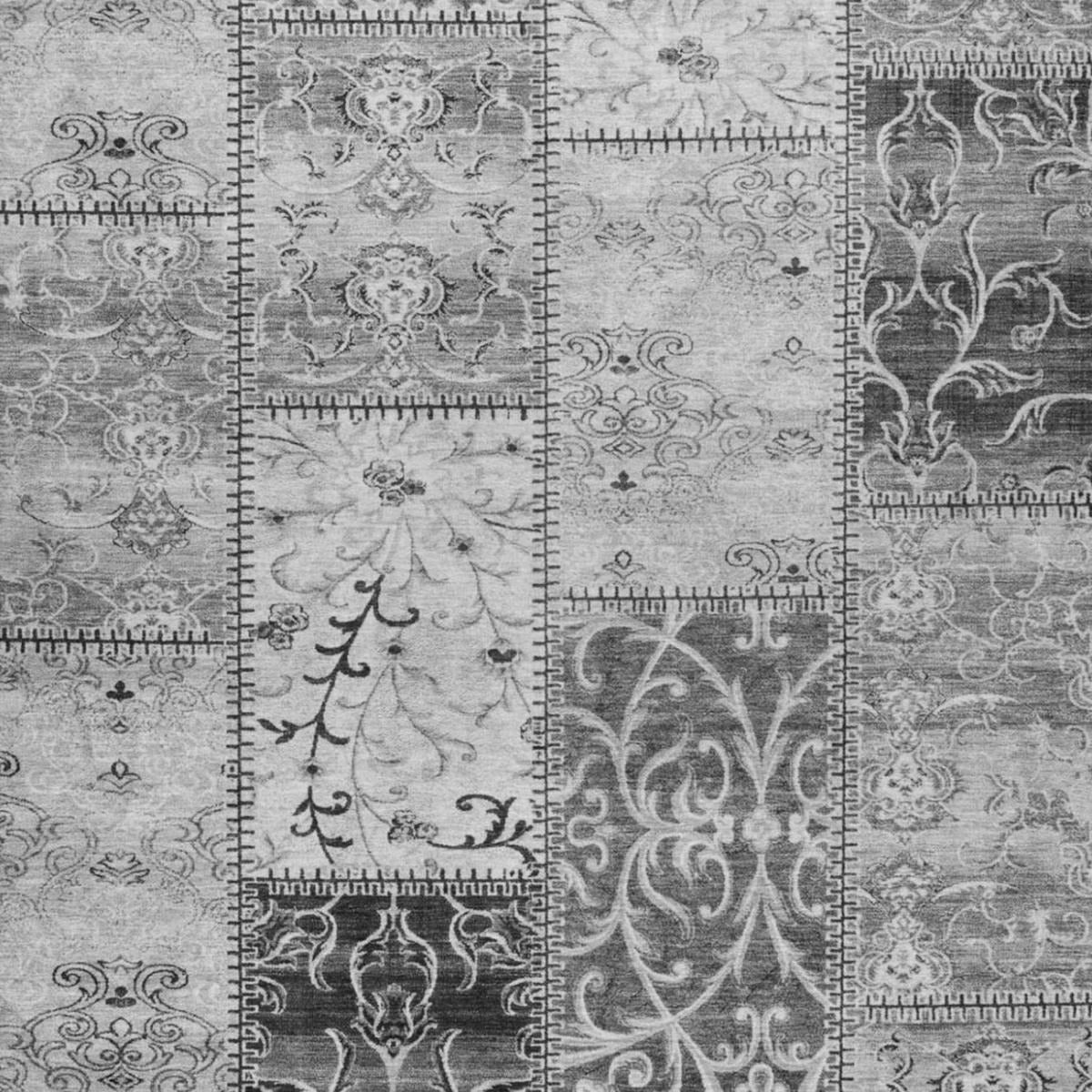 3' X 5' Gray And Silver Floral Shag Washable Area Rug With UV Protection - Home & Garden