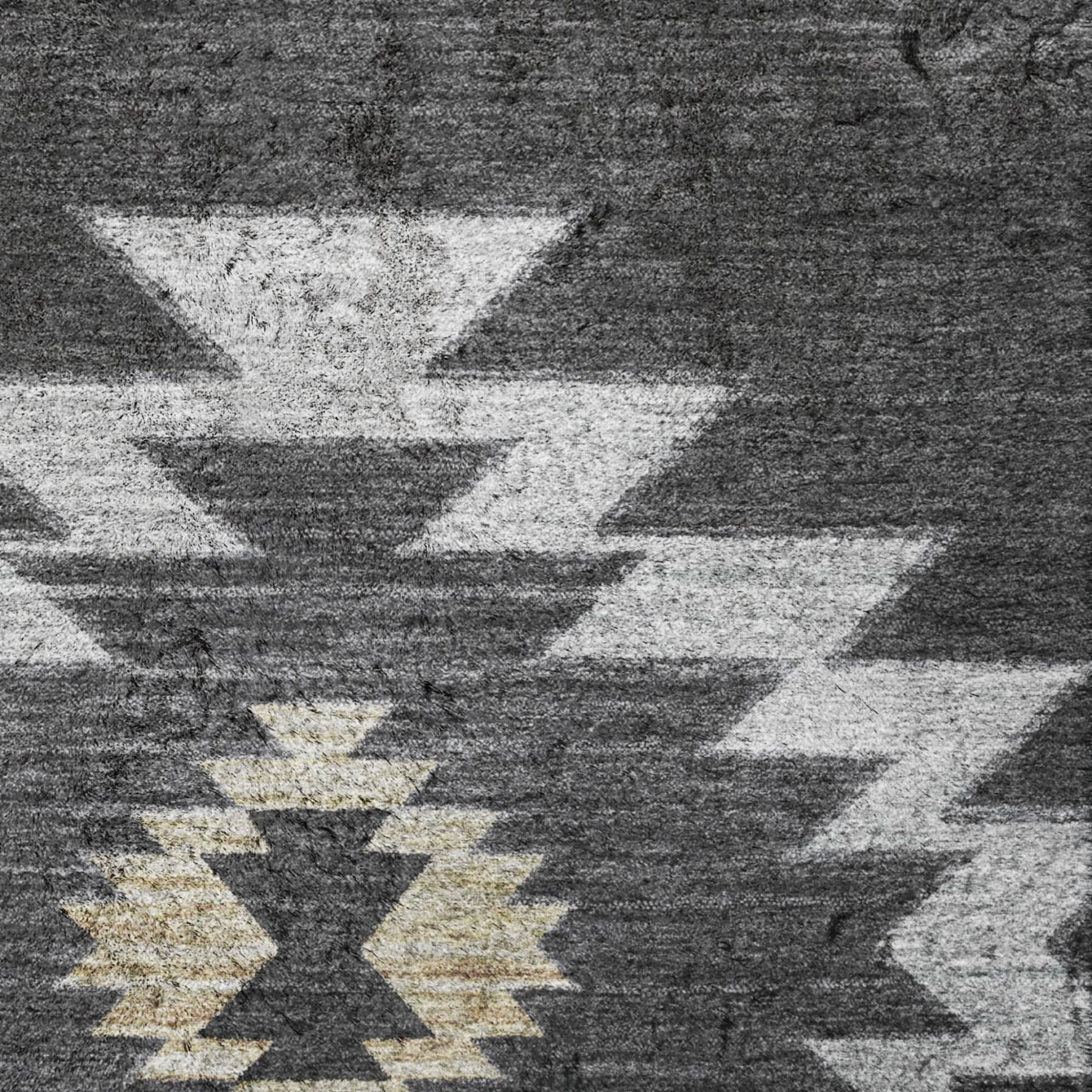 10' X 14' Midnight And Charcoal Geometric Shag Washable Area Rug With UV Protection - Home & Garden