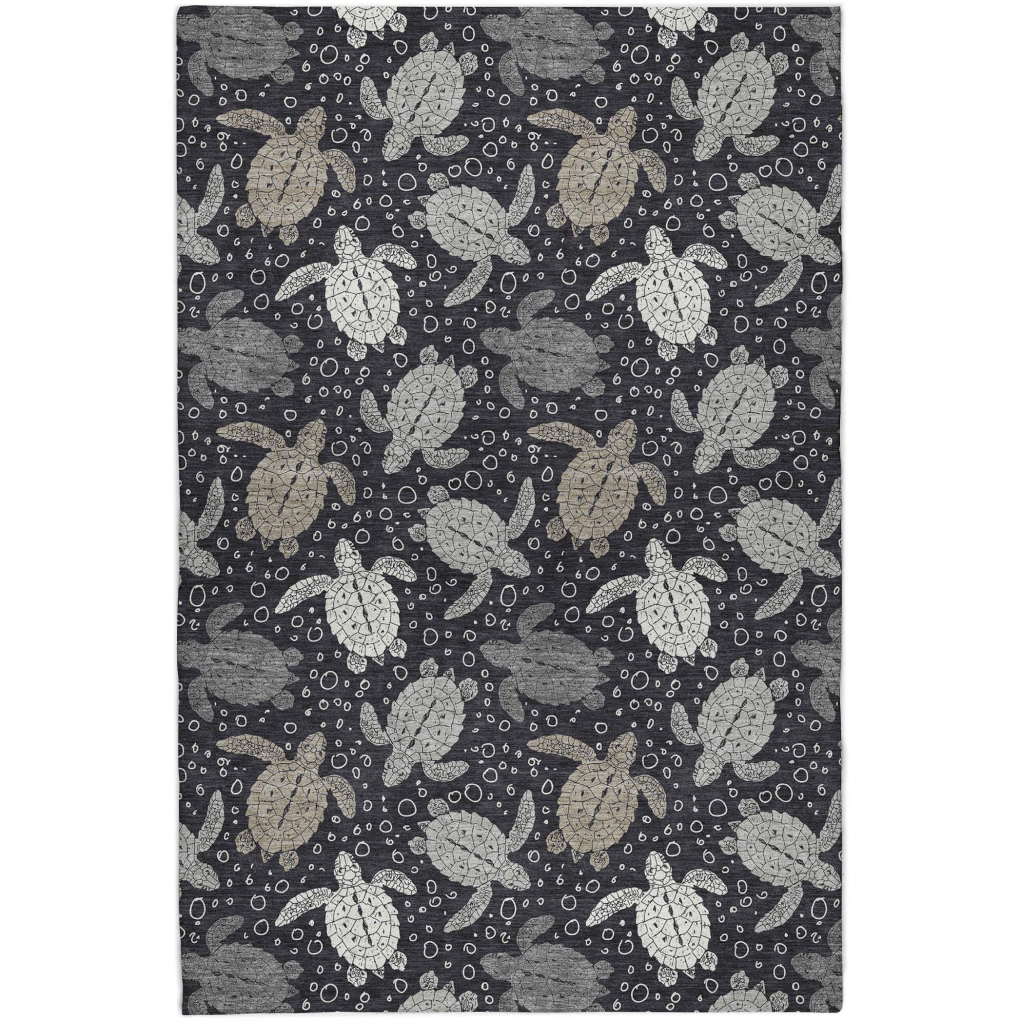 10' X 14' Midnight And Taupe Animal Print Shag Washable Area Rug With UV Protection - Home & Garden
