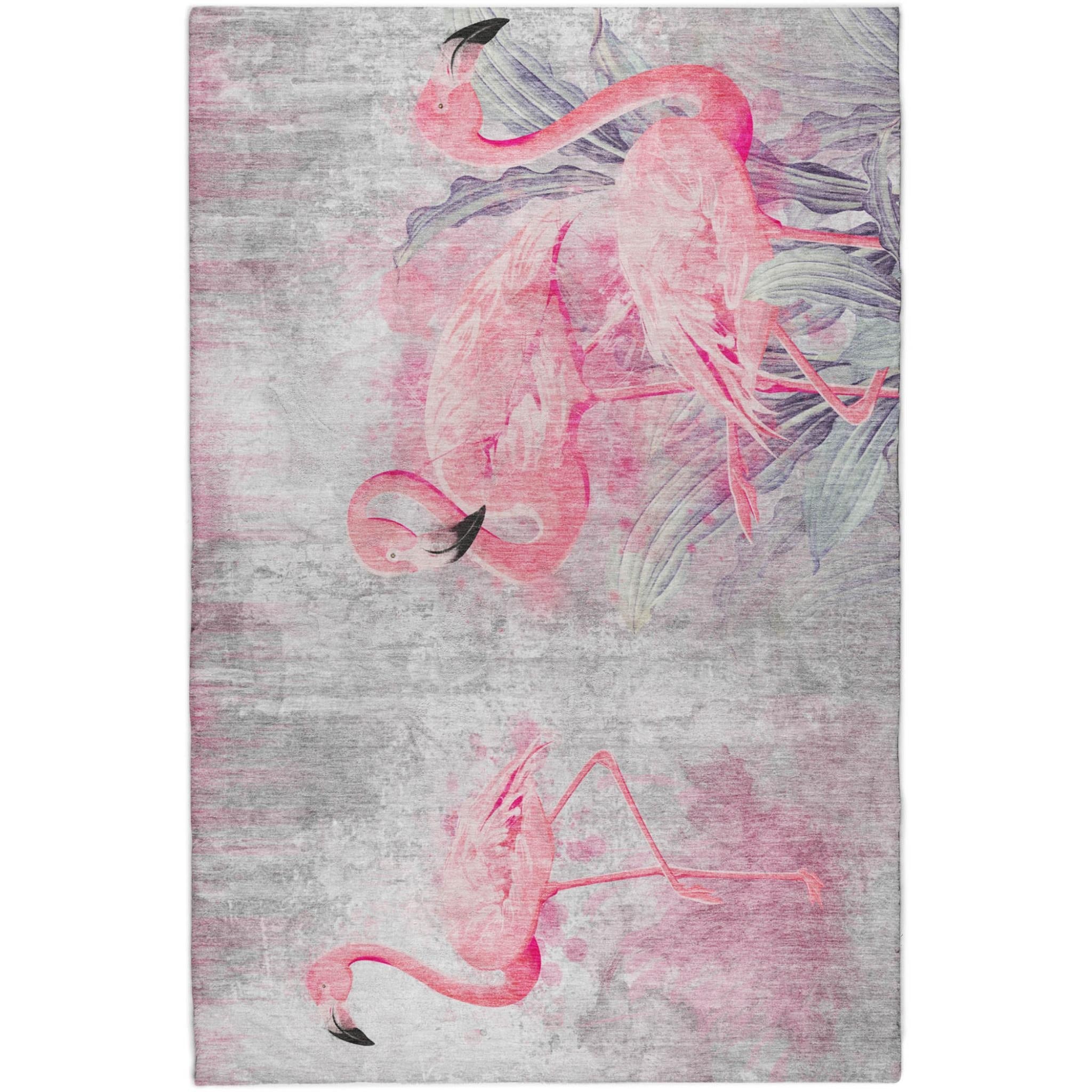 10' X 14' Pink And Charcoal Animal Print Shag Washable Area Rug With UV Protection - Home & Garden