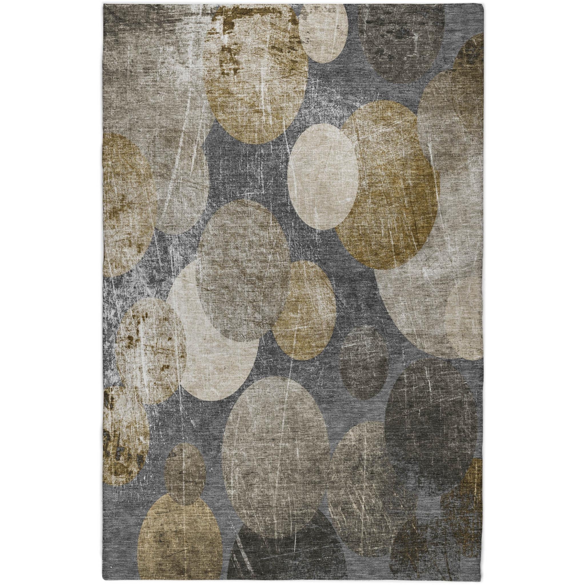10' X 14' Brown And Taupe Geometric Shag Washable Area Rug With UV Protection - Home & Garden