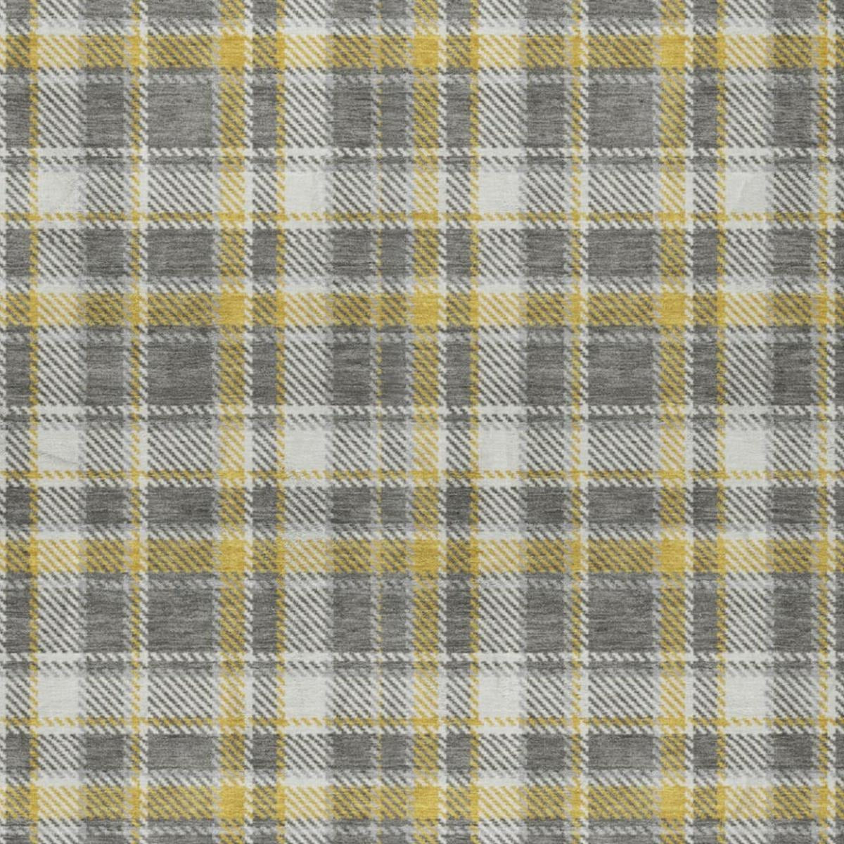 10' X 14' Gray And Ivory Plaid Shag Washable Area Rug With UV Protection - Home & Garden