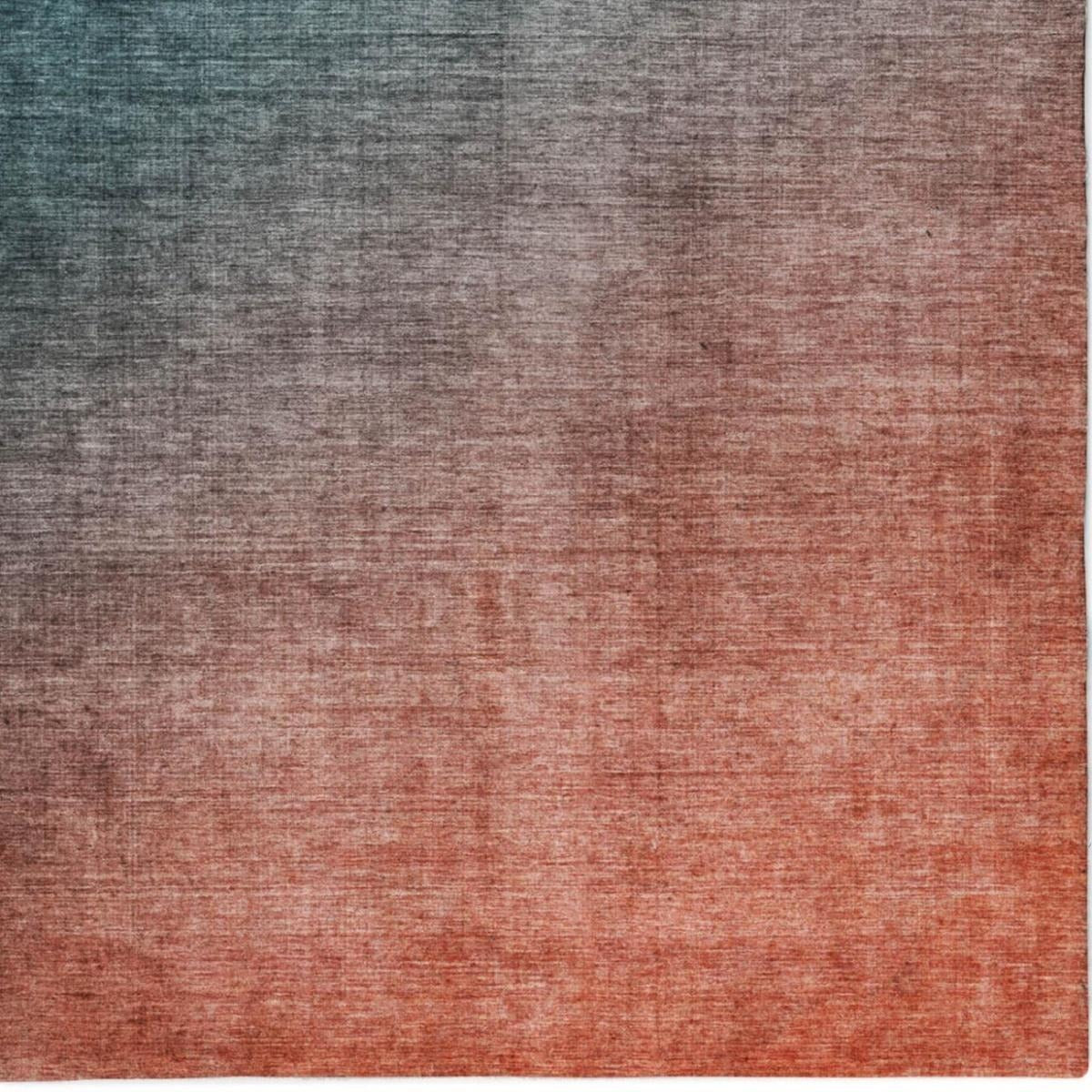 3' X 5' Teal And Gray Ombre Shag Washable Area Rug With UV Protection - Home & Garden