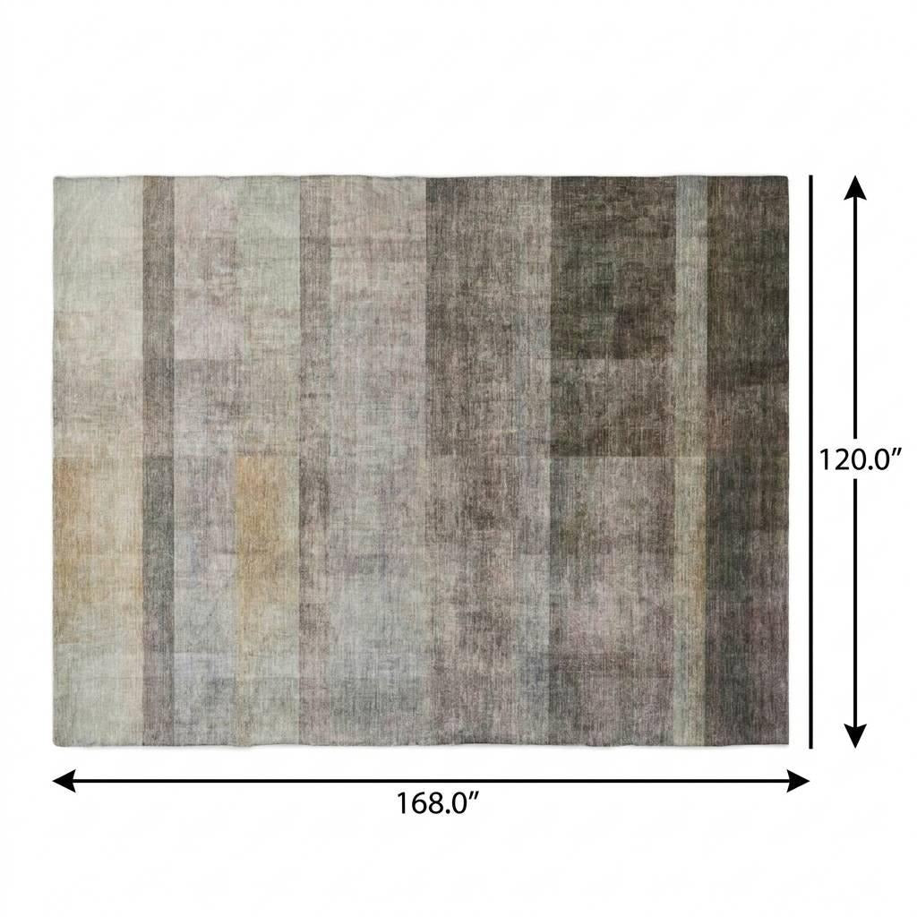 10' X 14' Brown And Gray Geometric Shag Washable Area Rug With UV Protection - Home & Garden