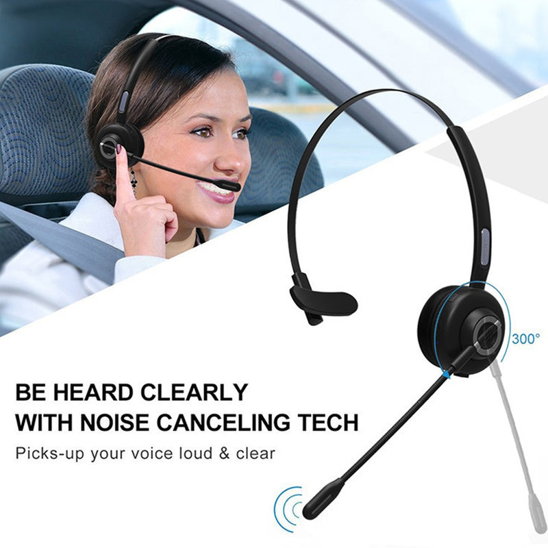 Bluetooth Headset for Cell Phones, Office Headset with Noise Cancelling Microphone and Charging Dock, PC Headset