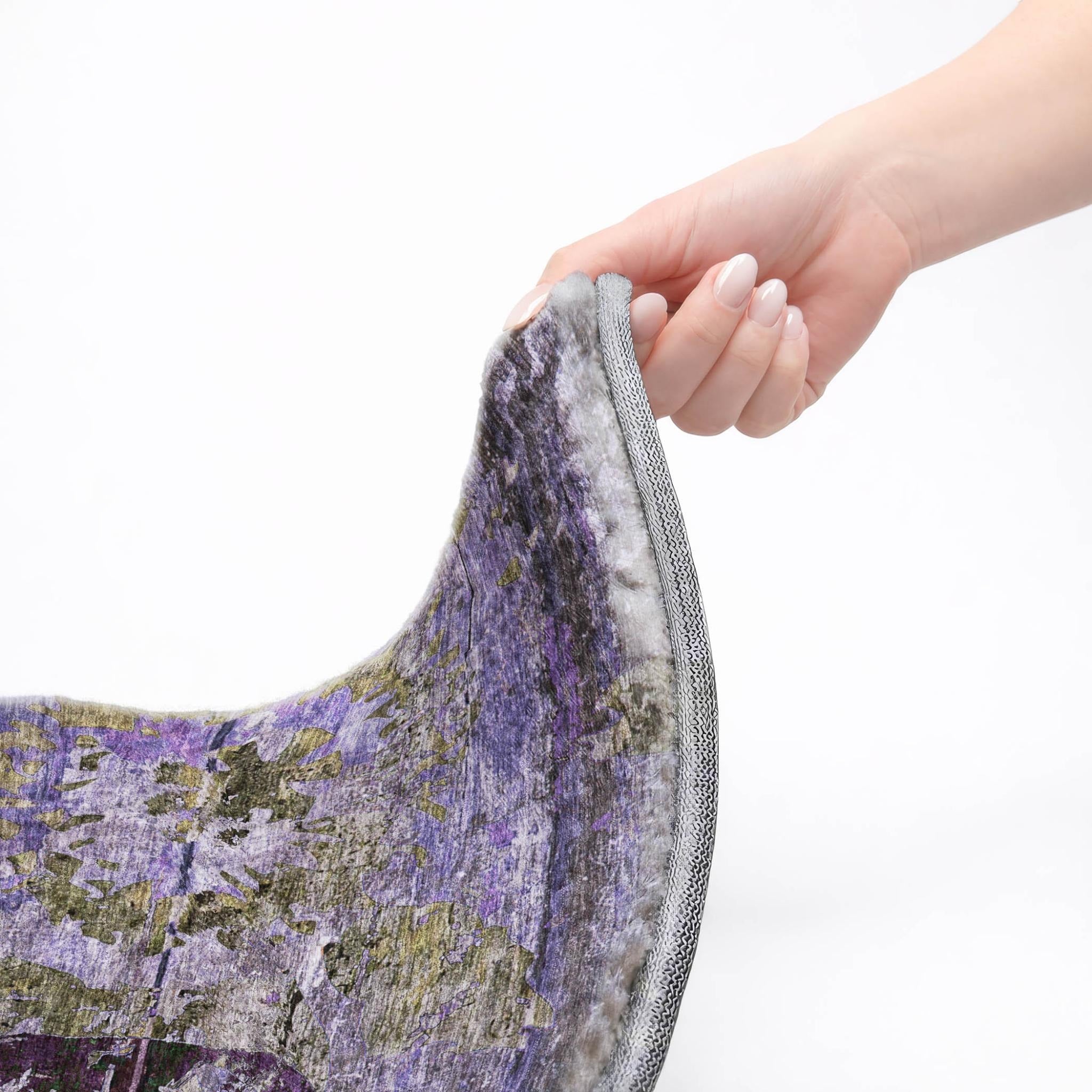 10' X 14' Purple And Gray Abstract Shag Washable Area Rug With UV Protection - Home & Garden