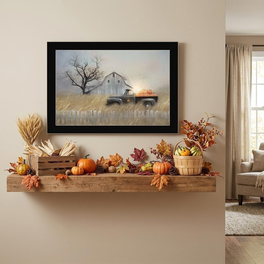 Fall Pumpkin Harvest Black Framed Print Wall Art - Home Decor