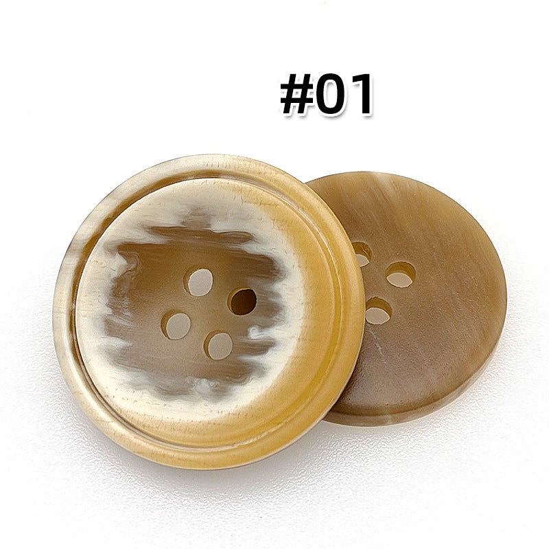 Four-Hole Mixed Flower Resin Button Wild Round Coat Button Suit Suit Wind Clothes Clothing Accessories Button #01