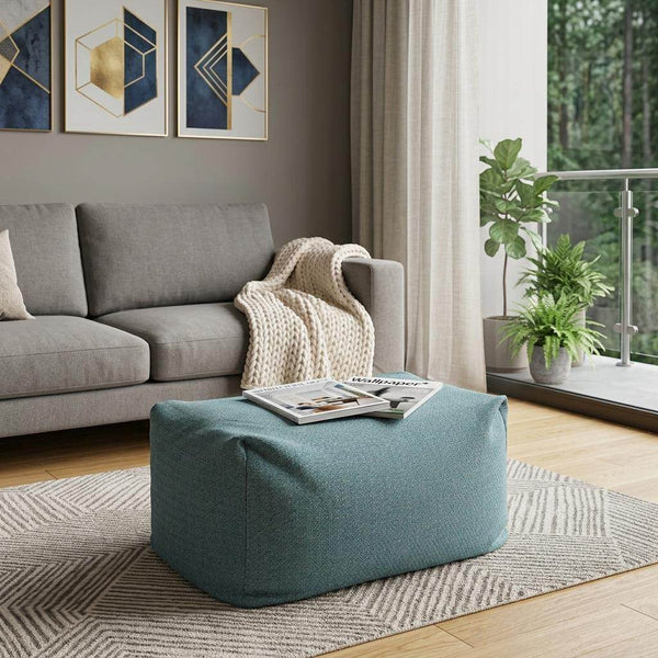 34" Green Olefin Pouf Ottoman - Living Room