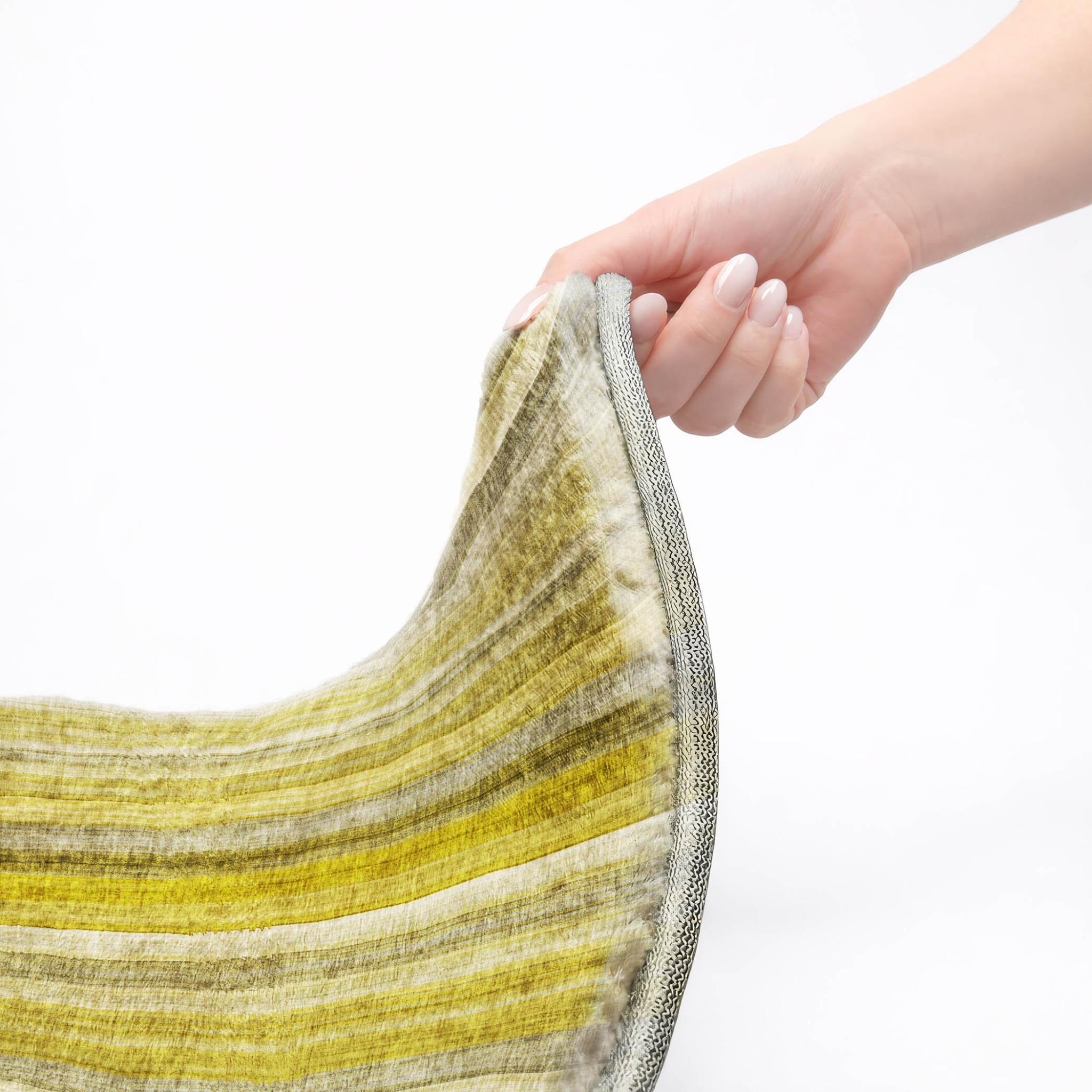 5' X 8' Gold And Gray Striped Shag Washable Area Rug With UV Protection - Home & Garden