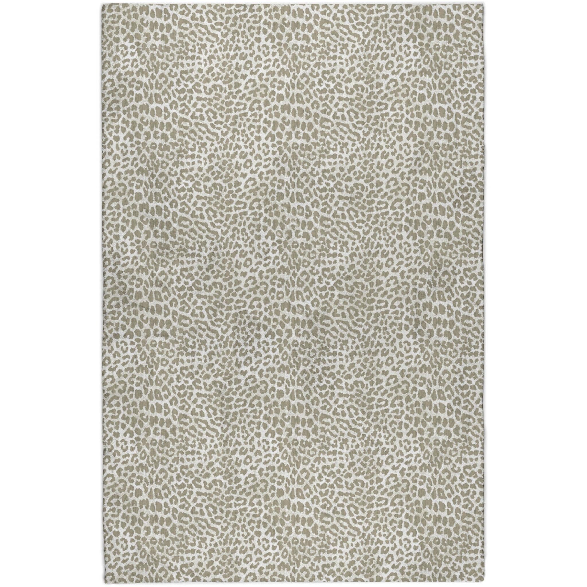 10' X 14' Taupe And Gray Animal Print Shag Washable Area Rug With UV Protection - Home & Garden