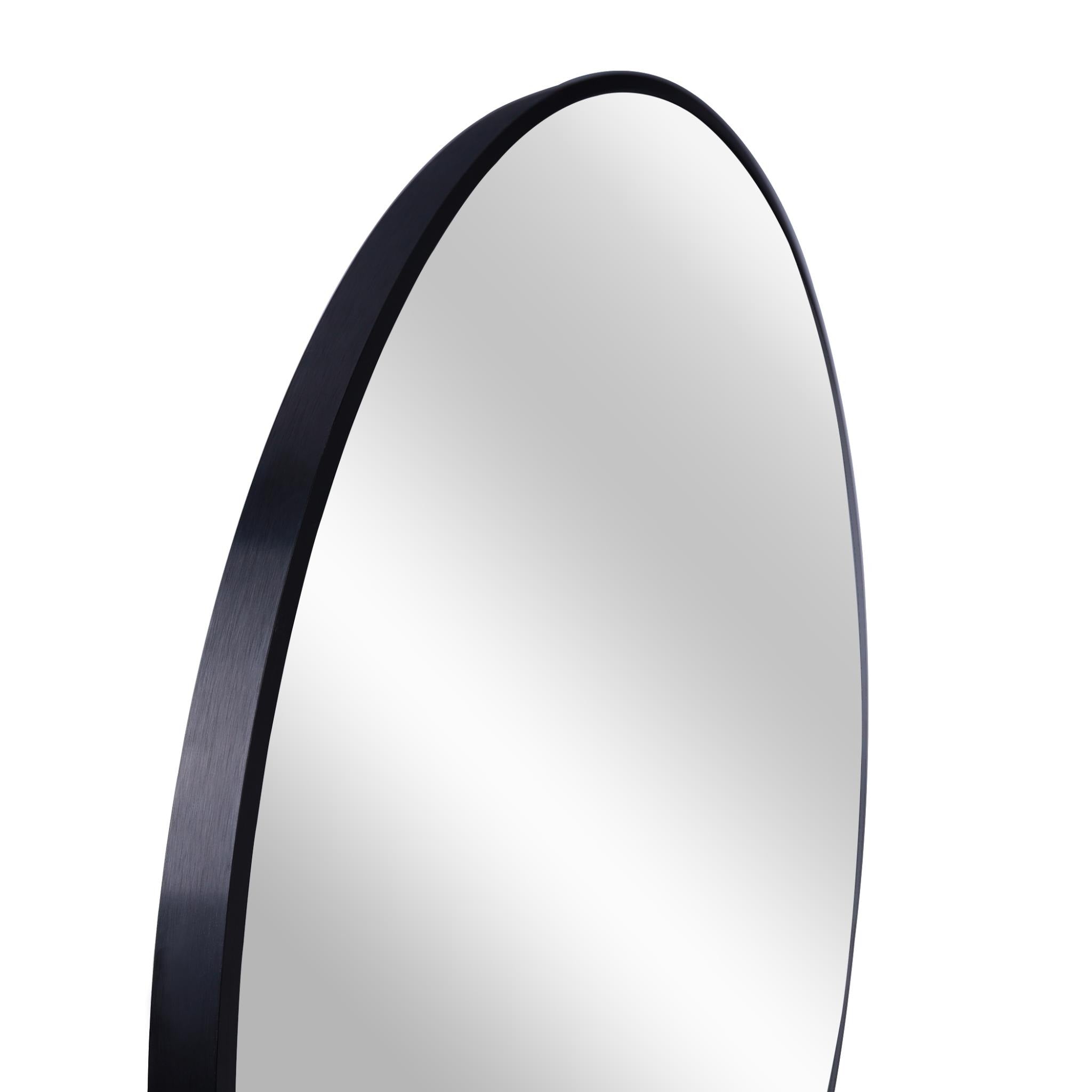 32" Black Aluminum Round Framed Bathroom Vanity Mirror - Bed & Bath
