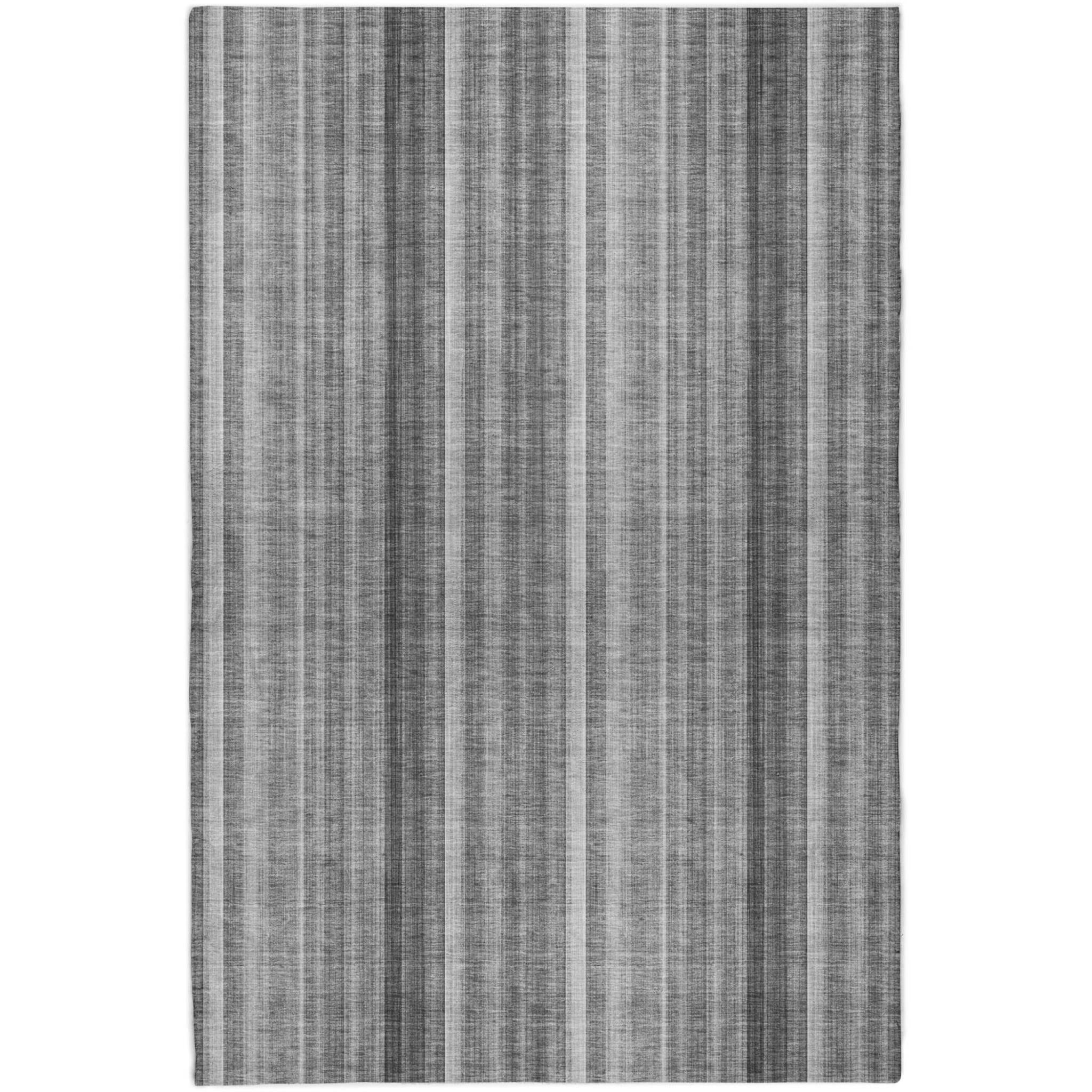 3' X 5' Gray And Silver Striped Shag Washable Area Rug With UV Protection - Home & Garden