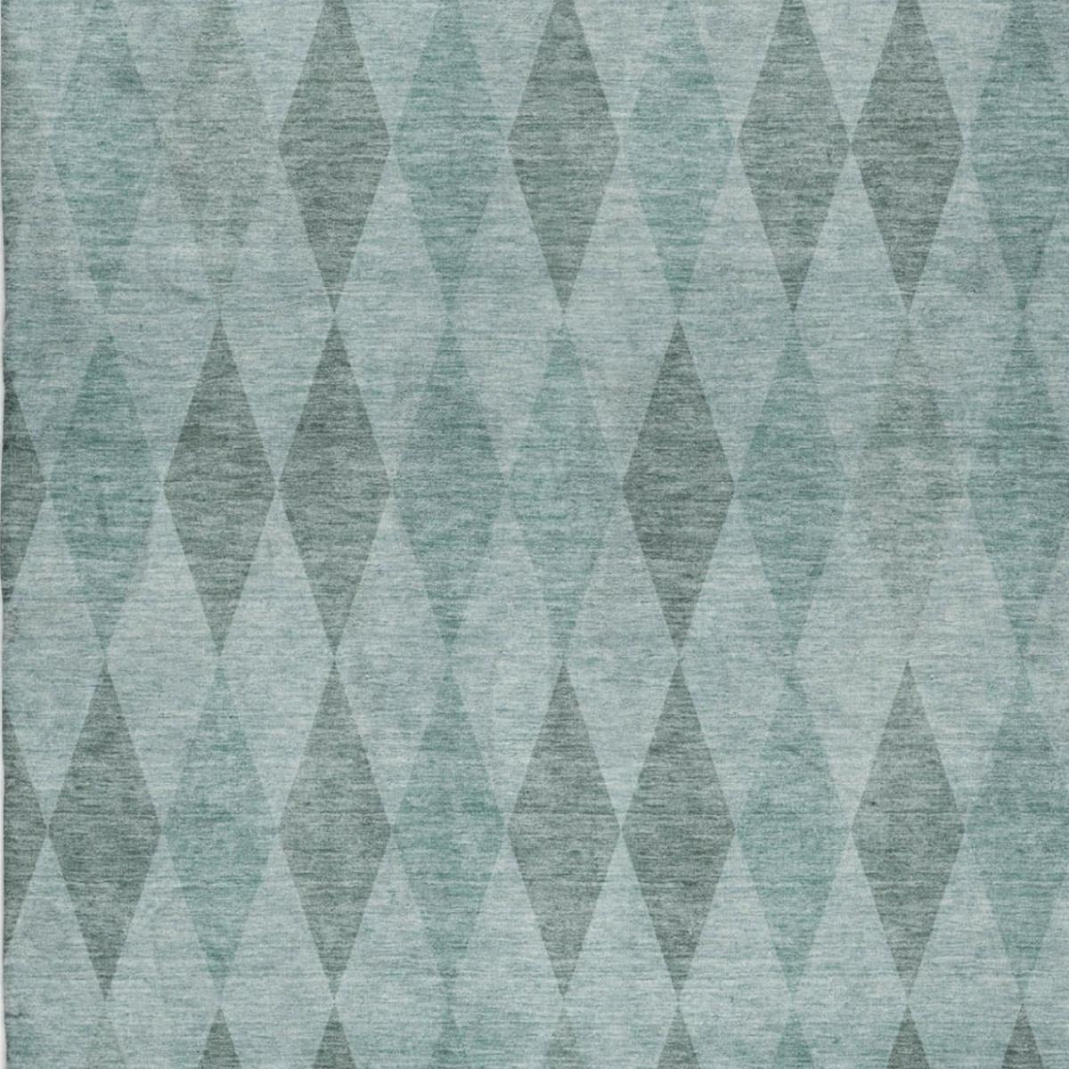 10' X 14' Teal And Gray Geometric Shag Washable Area Rug With UV Protection - Home & Garden