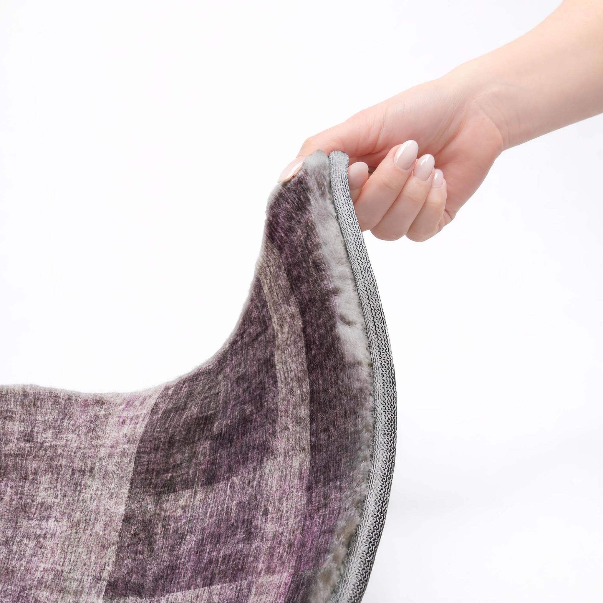 10' X 14' Purple And Gray Geometric Shag Washable Area Rug With UV Protection - Home & Garden