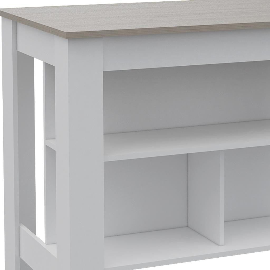 41" Light Gray and White Wood Kitchen Island With Storage - Kitchen & Dining