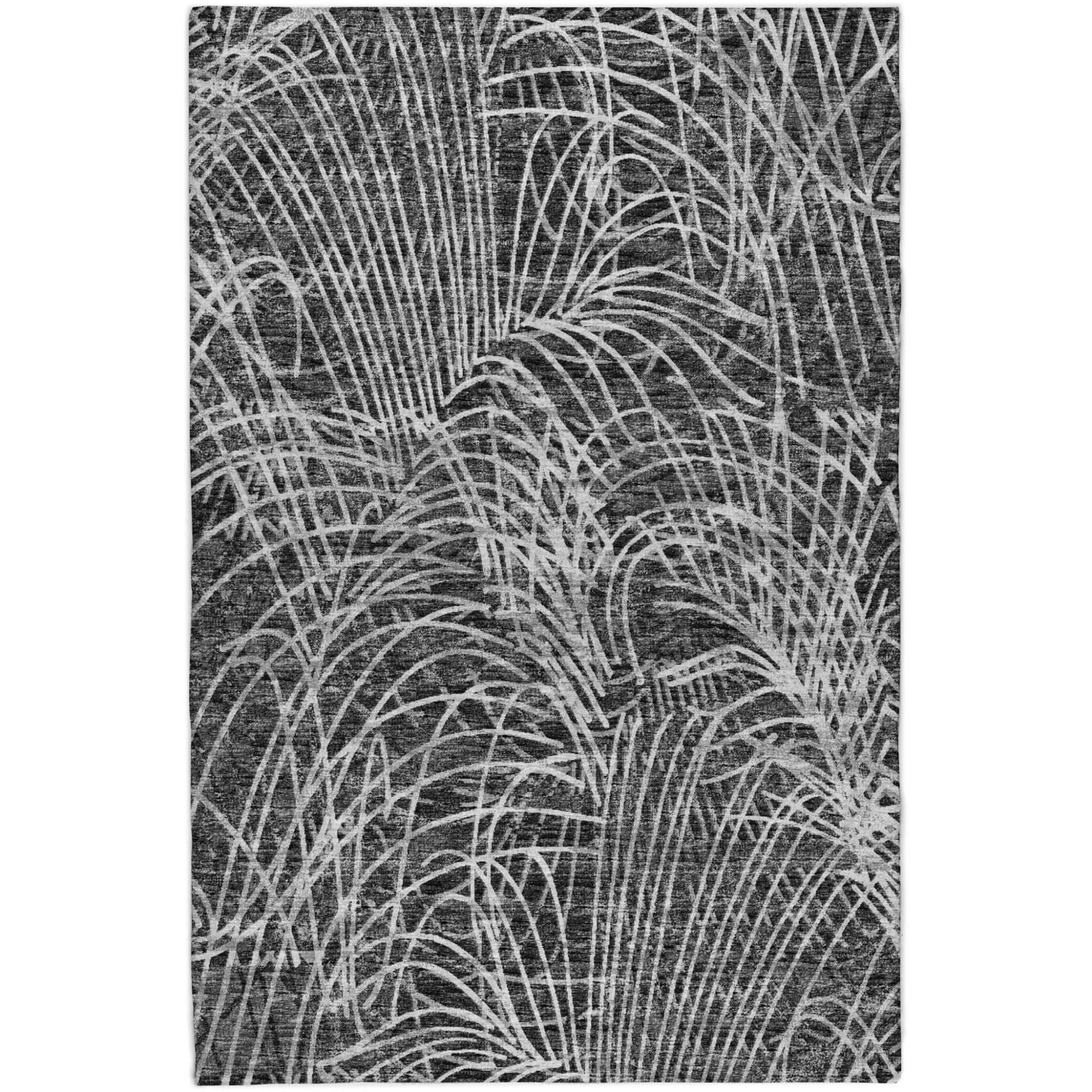 8' X 10' Charcoal And Gray Abstract Shag Washable Area Rug With UV Protection - Home & Garden