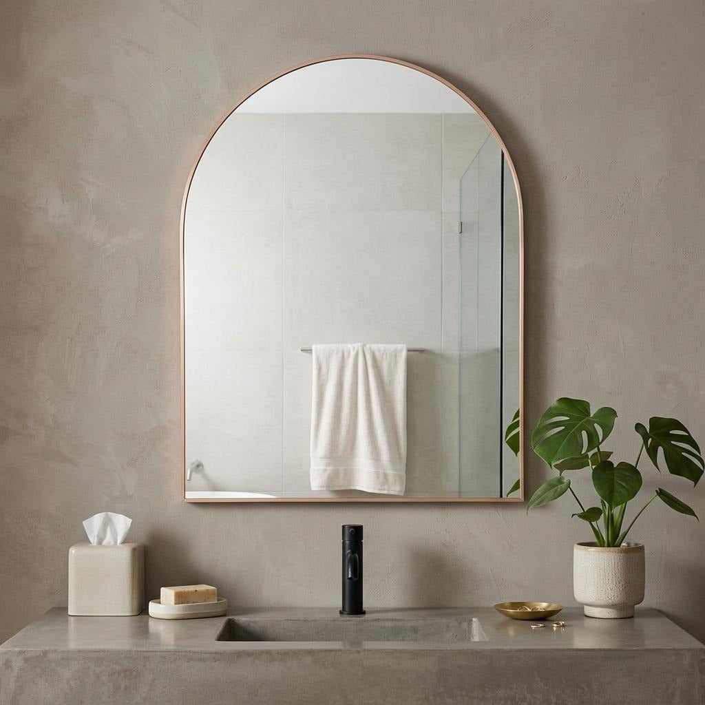 36" Gold Aluminum Arch Framed Bathroom Vanity Mirror - Bed & Bath