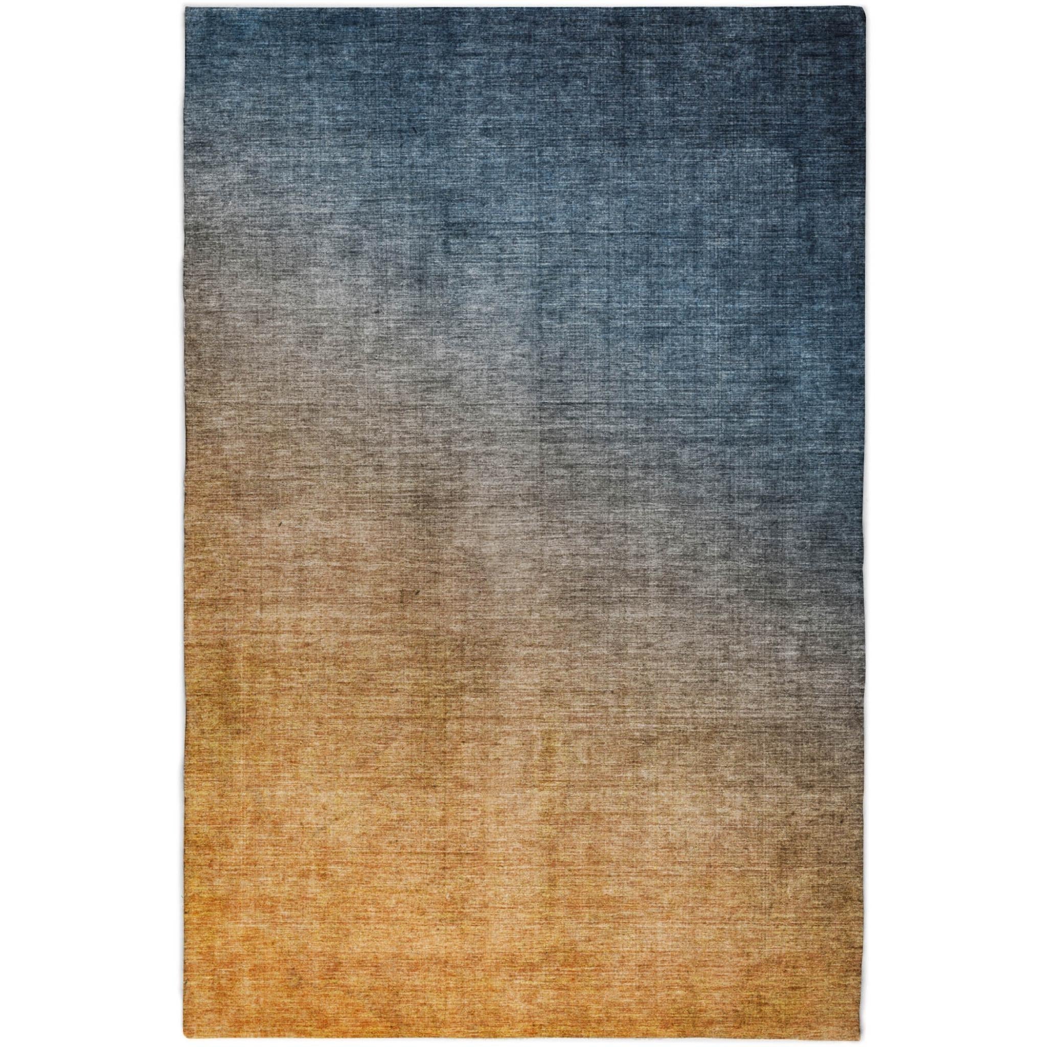 10' X 14' Navy Blue And Blue Ombre Shag Washable Area Rug With UV Protection - Home & Garden