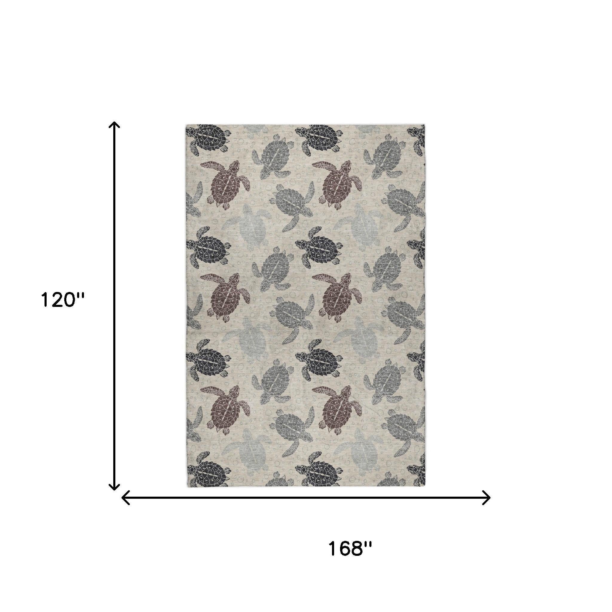 10' X 14' Sand And Chocolate Animal Print Shag Washable Area Rug With UV Protection - Home & Garden