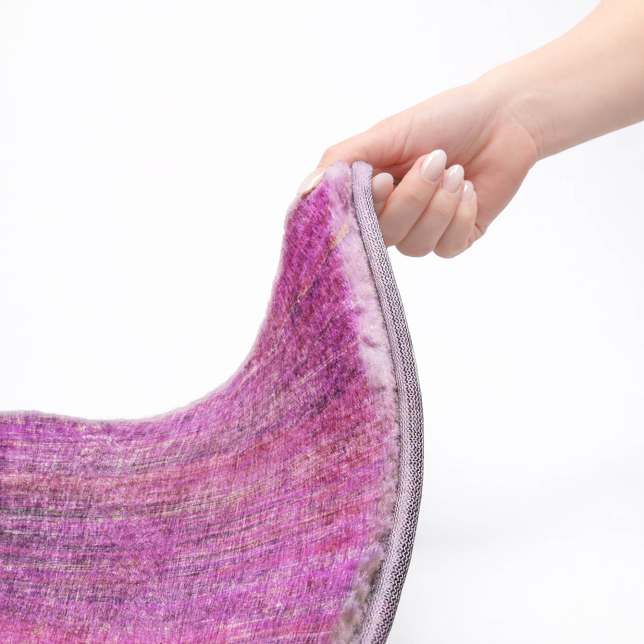 10' X 14' Lilac And Purple Striped Shag Washable Area Rug With UV Protection - Home & Garden