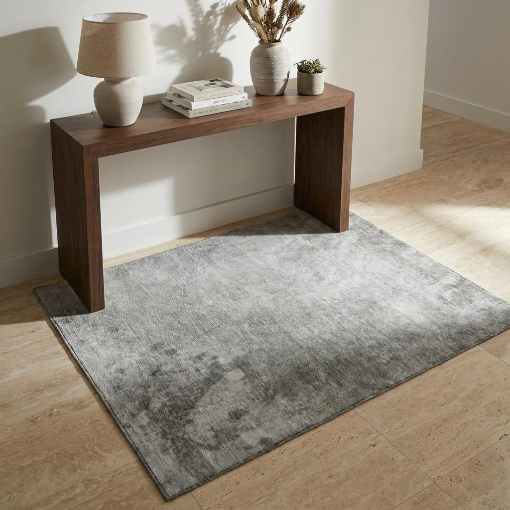 3' X 5' Gray And Silver Abstract Shag Washable Area Rug With UV Protection - Home & Garden