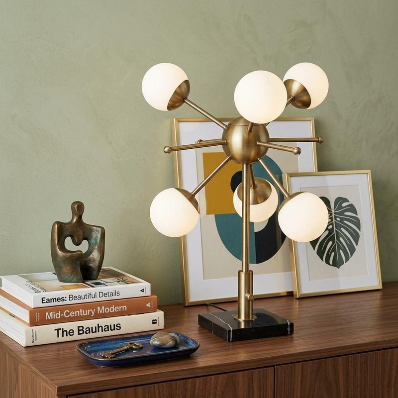 23" Black Metal Six Light Standard Table Lamp - Lighting