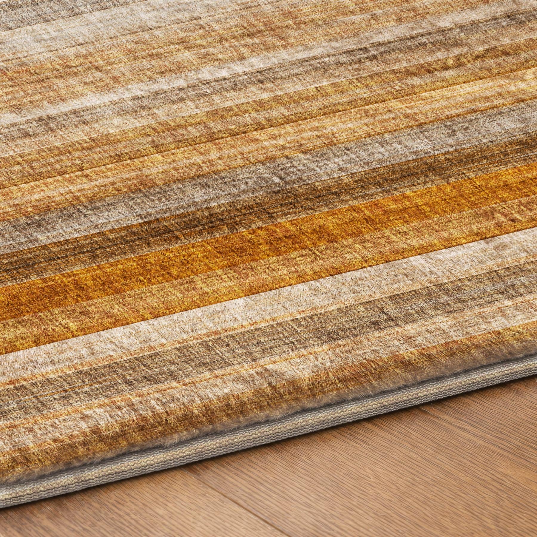 10' X 14' Orange And Gray Striped Shag Washable Area Rug With UV Protection - Home & Garden