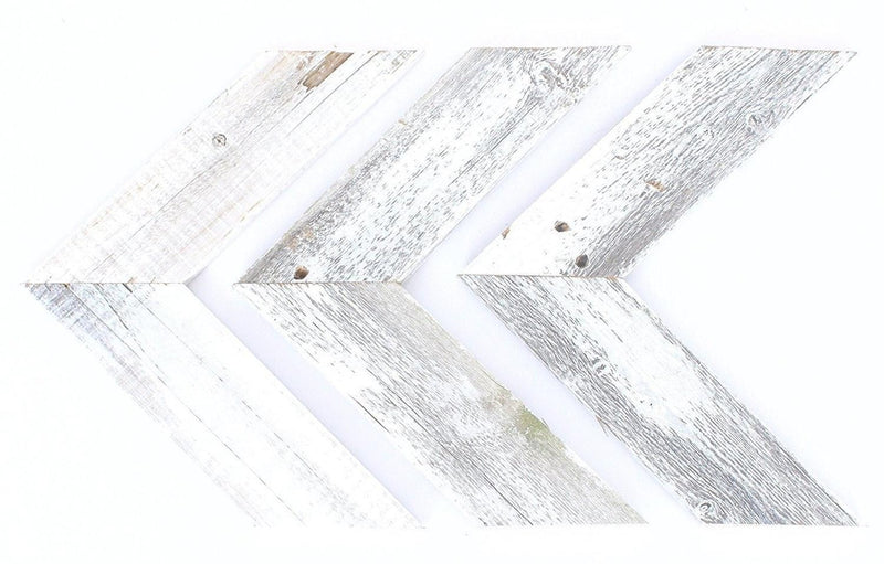 Set of Three White Distressed Wood Hanging Arrow Dimensional Sculptures - Home Decor
