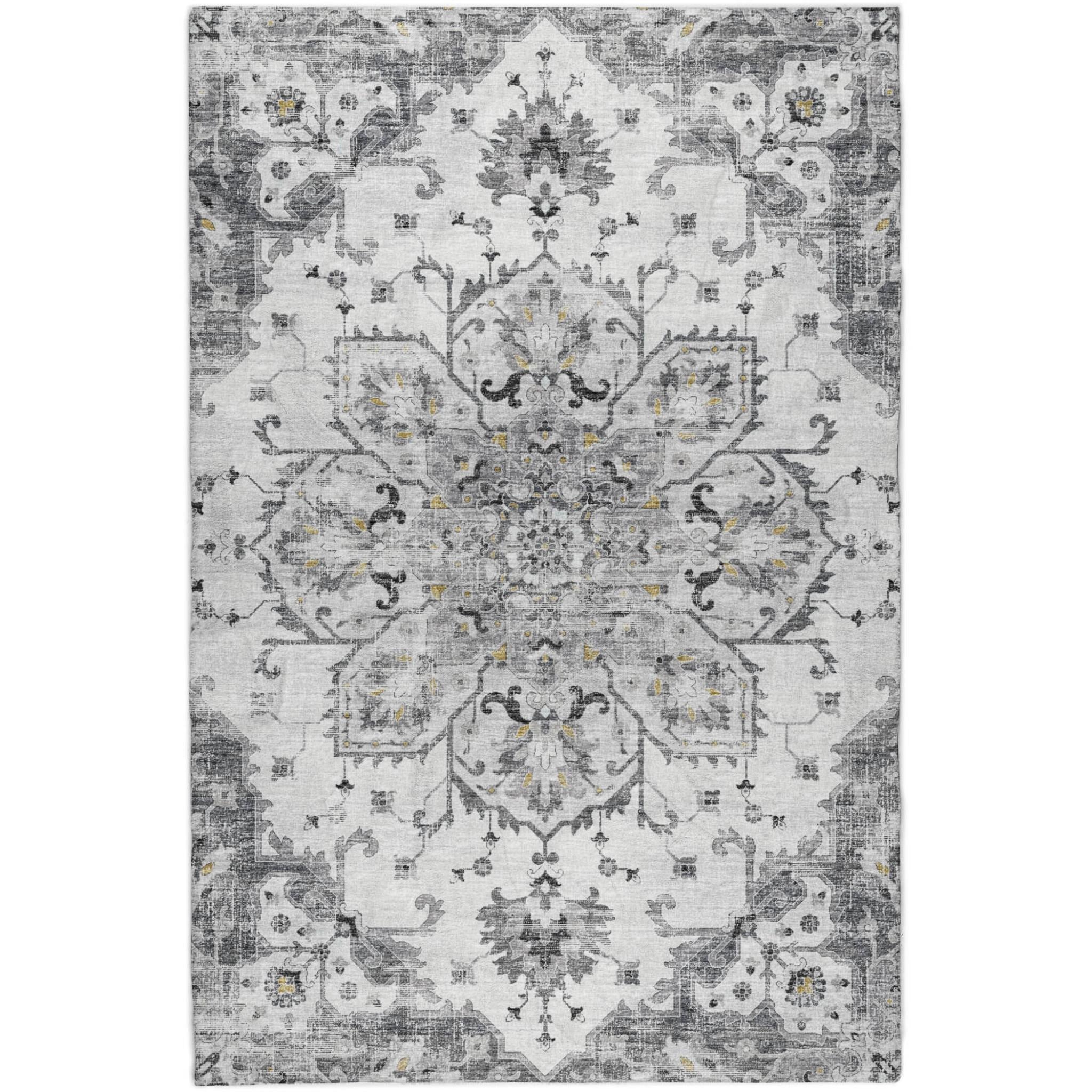 10' X 14' Gray And Charcoal Oriental Shag Washable Area Rug With UV Protection - Home & Garden