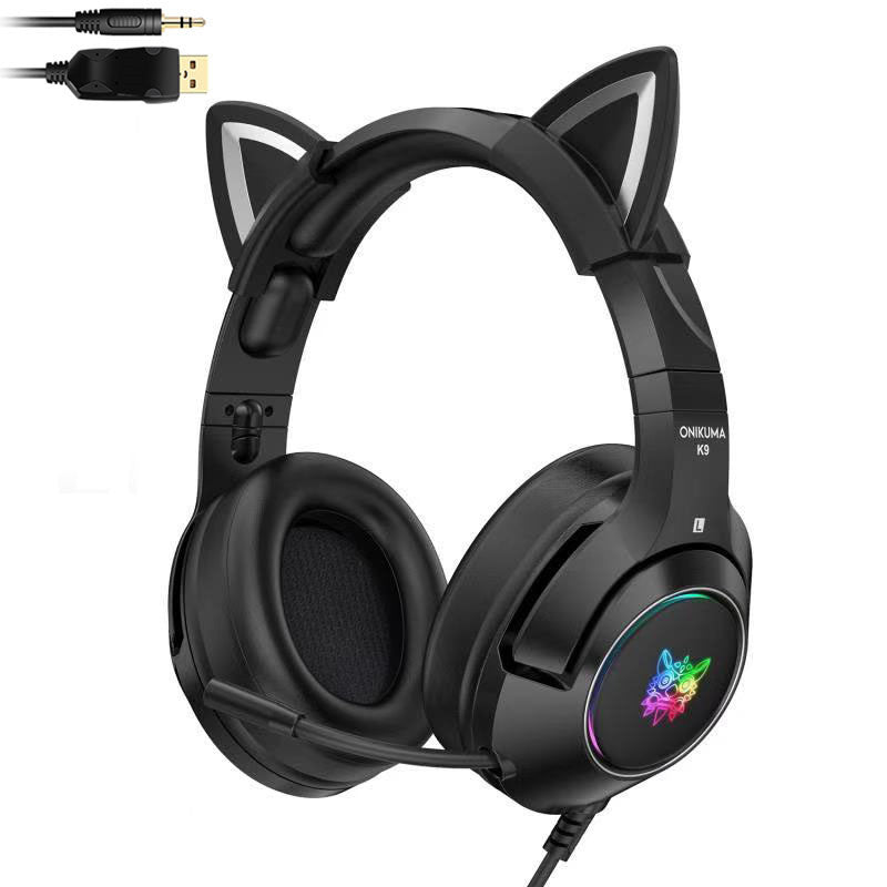 Pink Girl Headset Cat Ear Headset Cute Girl Heart Gaming Gaming Headset Comfortable Leather Earmuffs Cat Ears