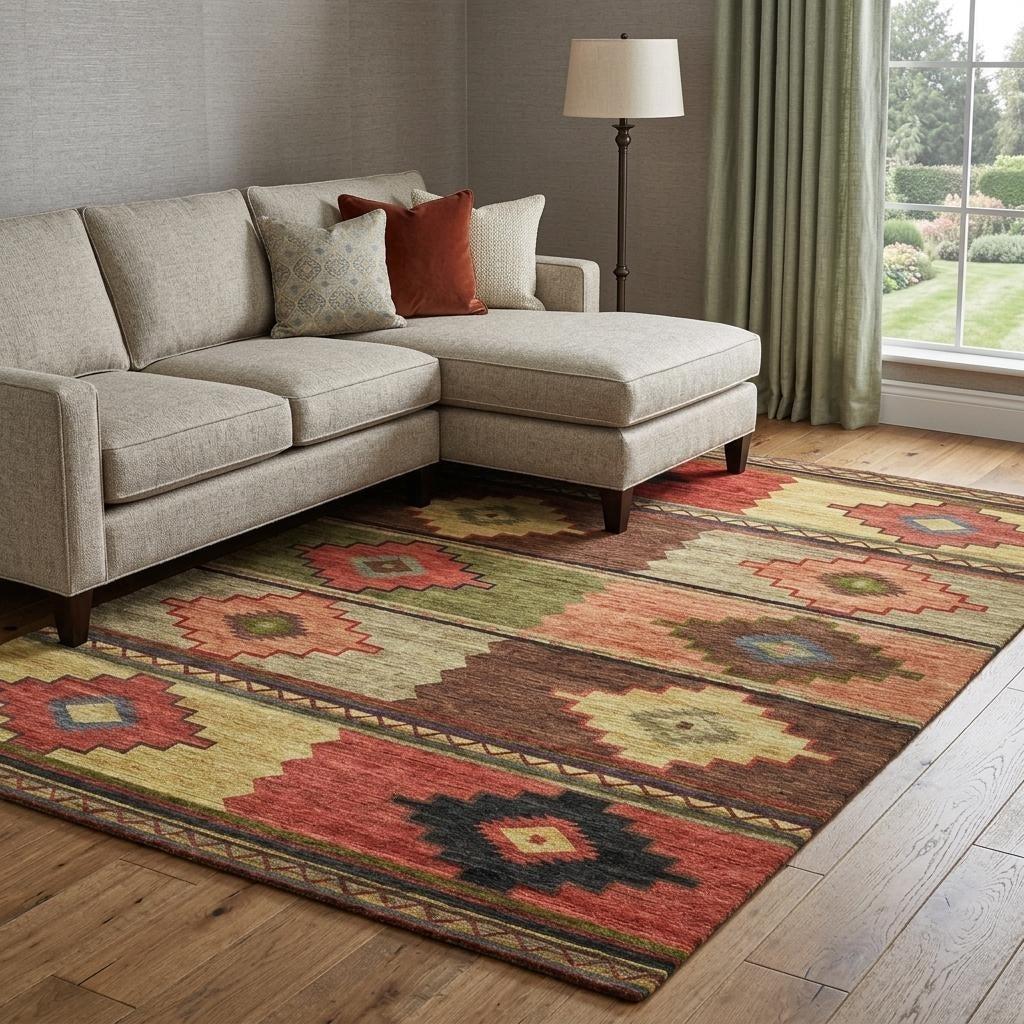 10' X 14' Brown And Chocolate Geometric Shag Washable Area Rug With UV Protection - Home & Garden