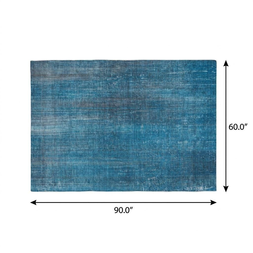 5' X 8' Blue And Gray Striped Shag Washable Area Rug With UV Protection - Home & Garden