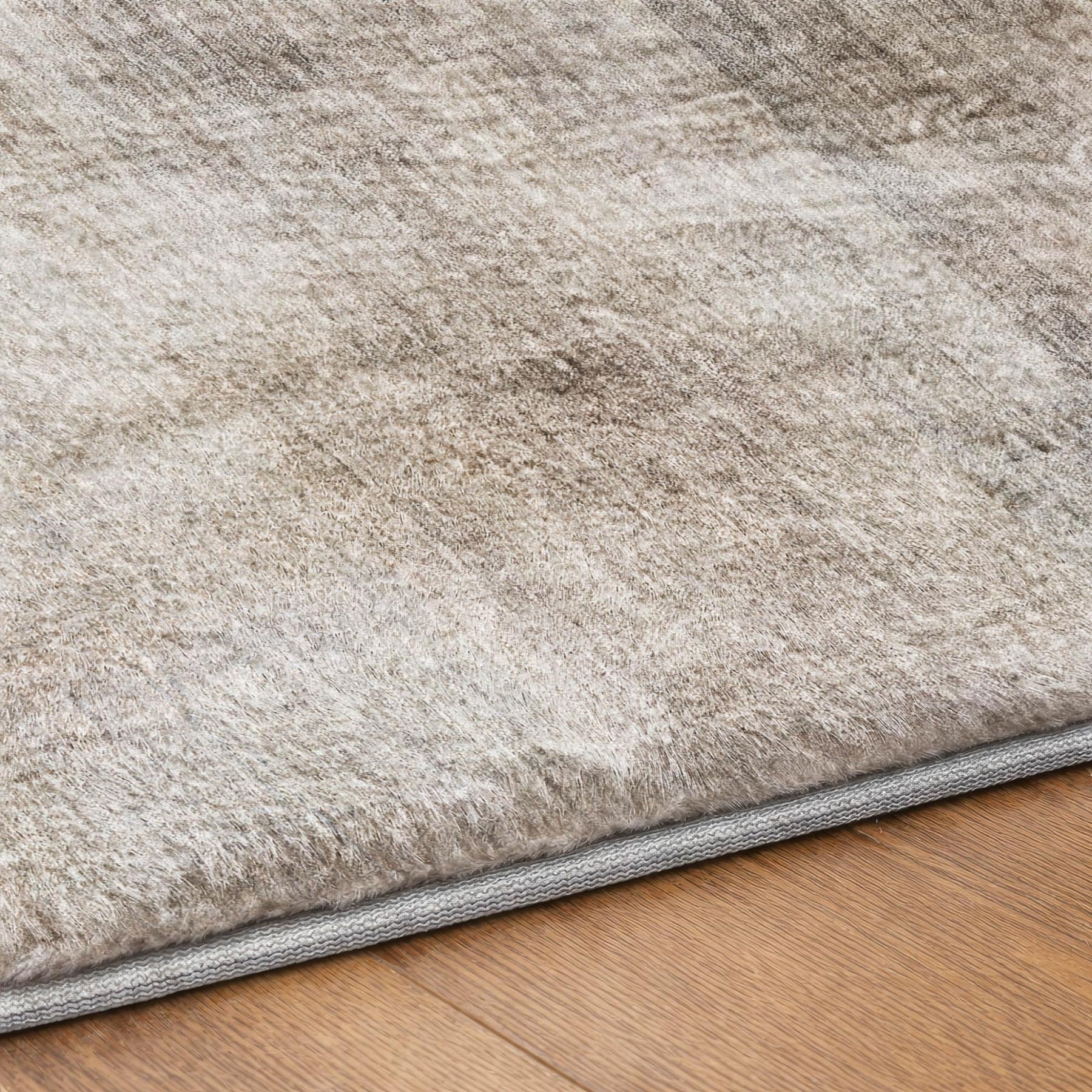 3' X 5' Taupe And Gray Geometric Shag Washable Area Rug With UV Protection - Home & Garden