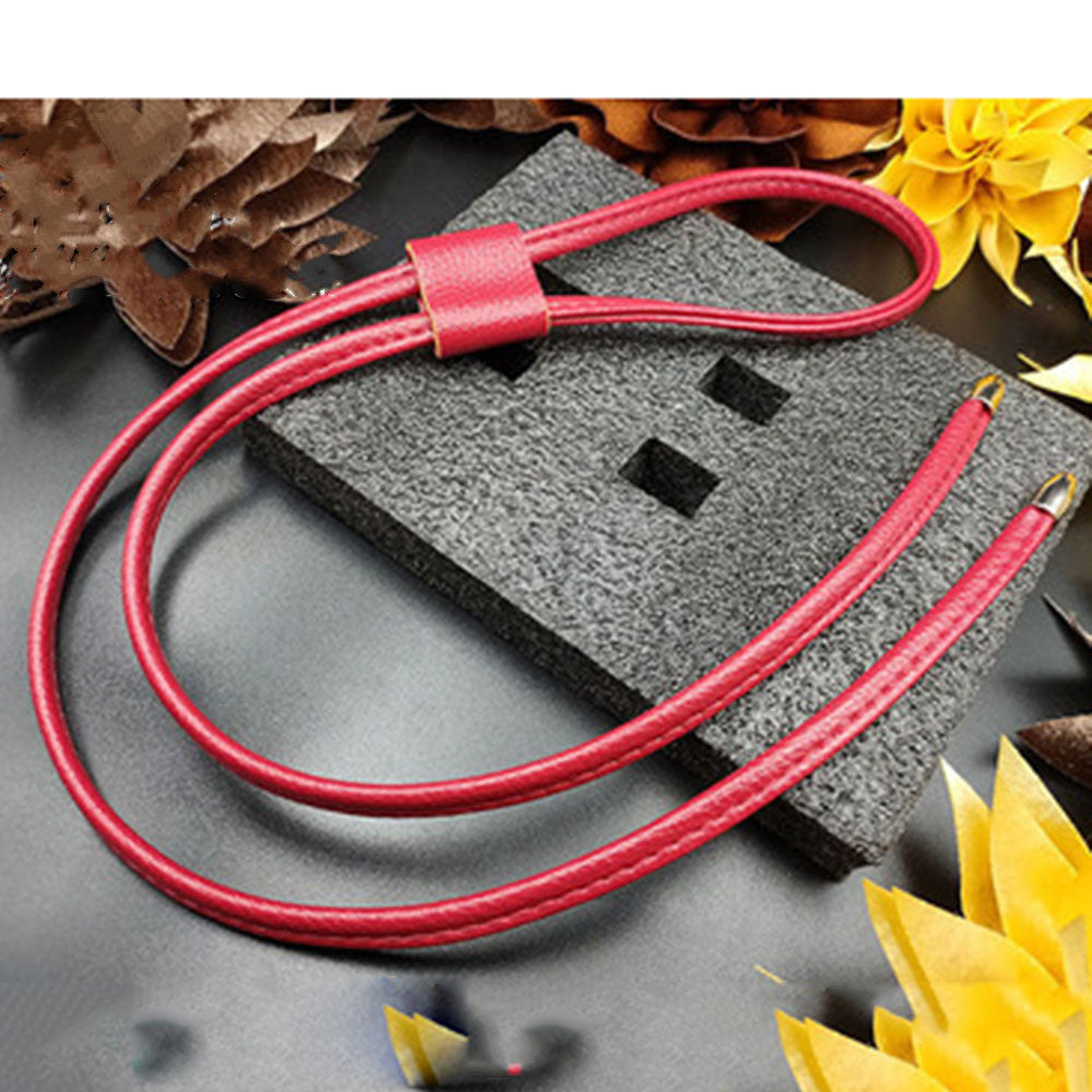 Women Detachable Pu Leather Bag Strap Diy Replacement Bucket Bag Drawstring Rope Backpack Beam Pocket Purse Accessories Red Total 100cm