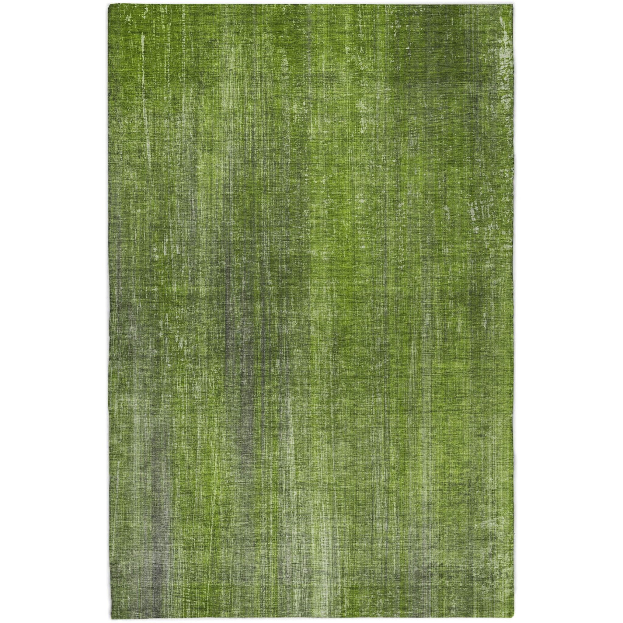 10' X 14' Green And Gray Striped Shag Washable Area Rug With UV Protection - Home & Garden